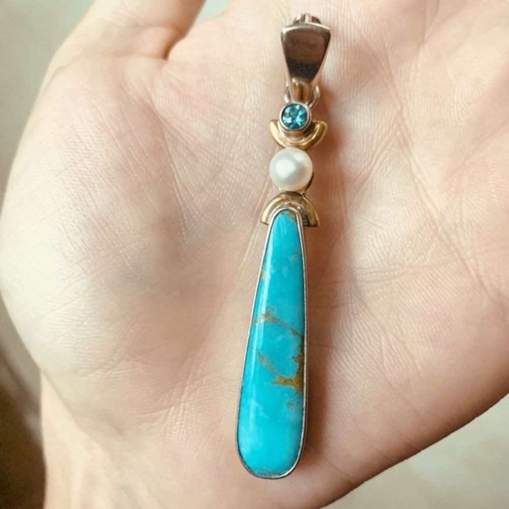 Turquoise Silver Pendant for Necklace